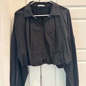 Anna Rae | Black Button Down Bubble Shirt